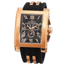 Aquaswiss 64XG009 Chronograph Tanc Rose Gold Tone Color Case Black Silicon Strap XL