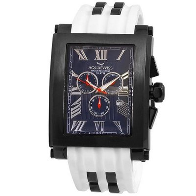 Aquaswiss 64XG013 Chronograph Black Stainless Steel Case White Silicon Strap XL