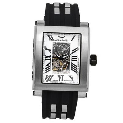Aquaswiss 64XGA002 Automatic Tanc Silver Case Black Silicon Strap Man's