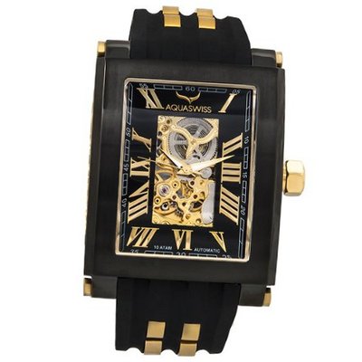 Aquaswiss 64XGA005 Automatic Tanc Black Ion Case Black Silicon Strap Man's