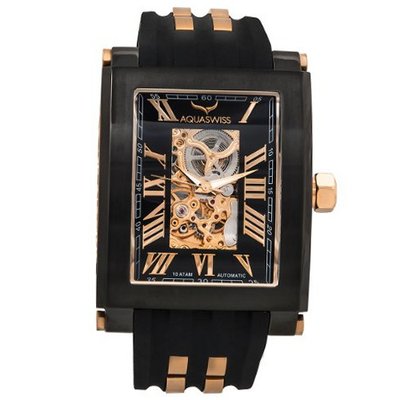 Aquaswiss 64XGA006 Automatic Tanc Black Ion Case Black Silicon Strap Man's