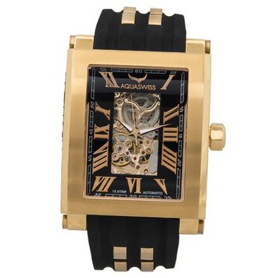 Aquaswiss 64XGA008 Automatic Tanc Gold Tone Case Black Silicon Strap Man's