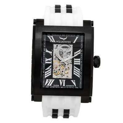 Aquaswiss 64XGA011 Automatic Tanc Black Ion Case White Silicon Strap Man's