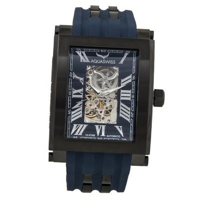Aquaswiss 64XGA012 Automatic Tanc Black Ion Case Blue Silicon Strap Man's
