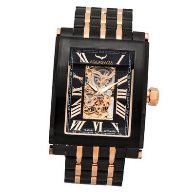 Aquaswiss 64XGAS007 Automatic Black Ion Two Tone Stainless Steel Case and Band Man's