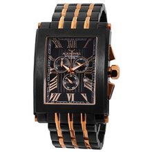Aquaswiss 64XGS007 Chronograph Tanc Black and Rose Gold Color Case Black Metal Band XL