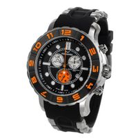 Aquaswiss 96XG056 Man's Chronograph Swiss Rugged Collection Black and Orange Bezel Stainless Case Rubber Strap