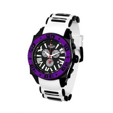 Aquaswiss Chronograph Swiss Quartz Large 50 MM Black Dial Stainless Steel Black Ion Purple Bezel Day Date #62XG0112