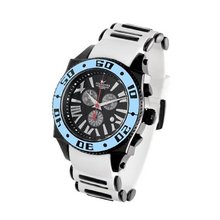 Aquaswiss Chronograph Swiss Quartz Large 50 MM Black Dial Stainless Steel Black Ion White Bezel Day Date #62XG0111