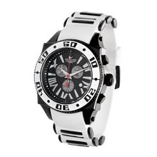 Aquaswiss Chronograph Swiss Quartz Large 50 MM Black Dial Stainless Steel Black Ion White Bezel Day Date #62XG0115