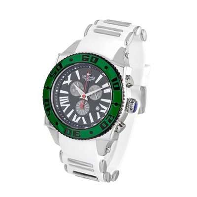 Aquaswiss Chronograph Swiss Quartz Large 50 MM Black Dial Stainless Steel Green Bezel Day Date #62XG0122