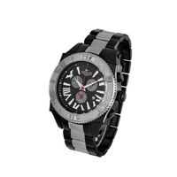Aquaswiss Chronograph Swiss Quartz Large 50 MM Black IP and Silver Stainless Steel Day Date #62XG0190