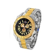 Aquaswiss Chronograph Swiss Quartz Large 50 MM two Tone Stainless Steel Black Dial Day Date #62XG0209