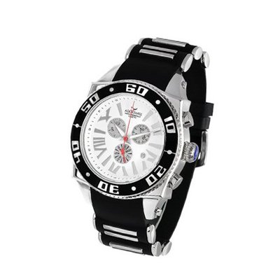 Aquaswiss Chronograph Swiss Quartz Large 50 MM White Dial Stainless Steel Black Bezel Day Date #62XG0126