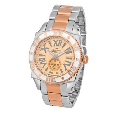 Aquaswiss Swiss Quartz 44 MM Rose Dial Stainless Steel Rose Ion White Bezel 62G0081