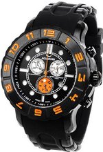 Black Rugged Quartz Chronograph Rubber Strap Orange Bezel
