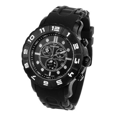 Black Rugged Quartz Chronograph Rubber Strap