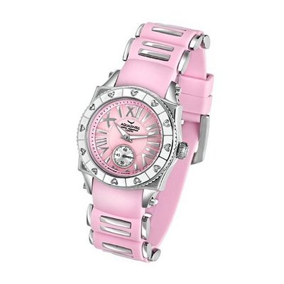 uAquaSwiss Aquaswiss 62LD007 Swissport Ladies Heart with Diamonds Pink Rubber Strap 