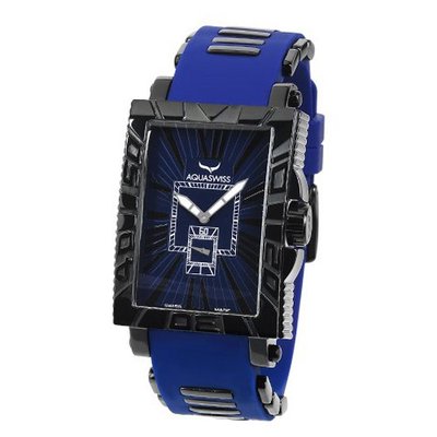 uAquaSwiss Aquaswiss 63G049 Anchor Man's Rectangular Curved Black Ion Stainless Steel 