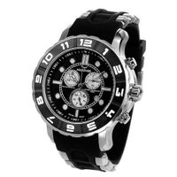 uAquaSwiss Aquaswiss 96XG002 Man's Chronograph Swiss Rugged Collection Black and White Bezel Stainless Case Rubber Strap 