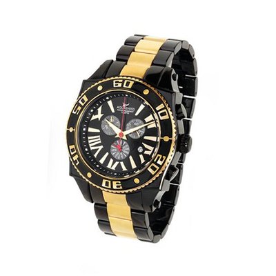 uAquaSwiss Aquaswiss Chronograph Swiss Quartz Large 50 MM Black and Gold Stainless Steel Day Date #62XG0188 