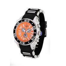 uAquaSwiss Aquaswiss Chronograph Swiss Quartz Large 50 MM Orange Dial Stainless Steel Black Bezel Day Date #62XG0149 