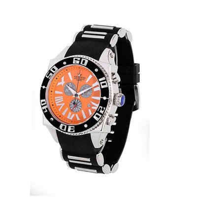 uAquaSwiss Aquaswiss Chronograph Swiss Quartz Large 50 MM Orange Dial Stainless Steel Black Bezel Day Date #62XG0149 
