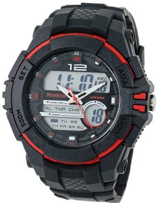 Armitron Sport 20/4942RED Chronograph Analog-Digital Display Black Resin Strap