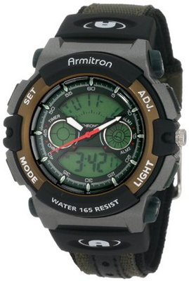Armitron Sport 201437GRN Chronograph Analog-Digital Instalite Black