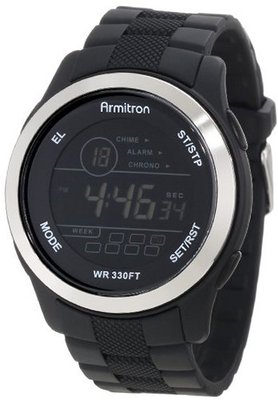 Armitron Sport 40/8267BLK Large Black Resin Strap Stainless-Steel Bezel Chronograph
