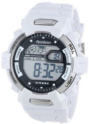 Armitron Sport 40/8278WHT Large White Resin Strap Digital Chronograph