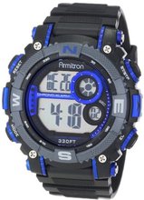 Armitron Sport 40/8284BLU Large Metallic Blue Accented Black Resin Strap Chronograph Digital