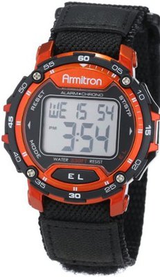 Armitron Sport 40/8291RED Black Velcro Strap Round Red Digital Chronograph
