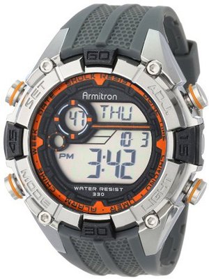 Armitron Sport 40/8300ORG Orange and Silver-Tone Accented Grey Resin Strap Chronograph Digital