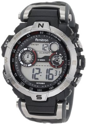 Armitron Sport 408231RDGY Silver-Tone and Black Chronograph Digital