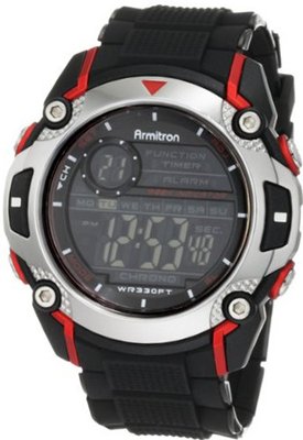 Armitron Sport 408232RED Chronograph Black Resin Strap