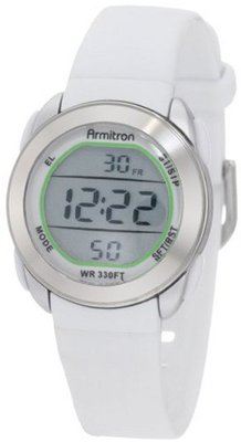 Armitron Sport 45/7020WHT Stainless Steel Top Ring, White Resin Case Chronograph