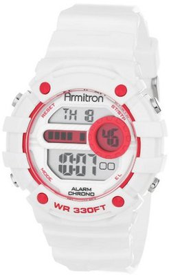 Armitron Sport 45/7031WHT Pink Accented White Digital Chronograph