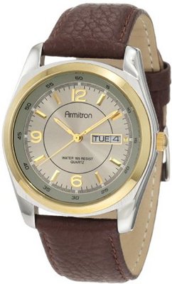 Armitron 20/1925GYBN Round Two-Tone Brown Leather Strap
