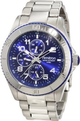 Armitron 20/4810BLSV Bezel Blue Dial Silver-Tone Multi-Function