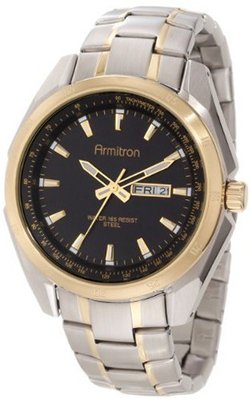 Armitron 20/4835BKTT Black Dial Day-Date Two-Tone Bracelet