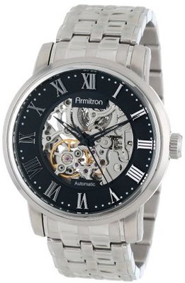 Armitron 20/4919BKSV Silver-Tone Automatic Black Dial Bracelet