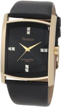 Armitron 204604BKGPBK Swarovski Crystal Accented Gold-Tone Black Leather Strap
