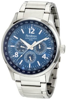Armitron 204676BLSV Stainless-Steel Multi-Function Blue Textured Dial Sport