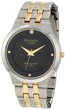 Armitron 204725BKTT Diamond Accented Two-Tone Stainless-Steel Black Dial Dress Bracelet