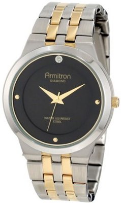Armitron 204725BKTT Diamond Accented Two-Tone Stainless-Steel Black Dial Dress Bracelet