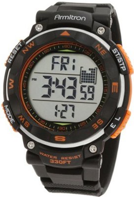 Armitron 40/8254ORG Black Strap Orange Accented Digital Chronograph Sport