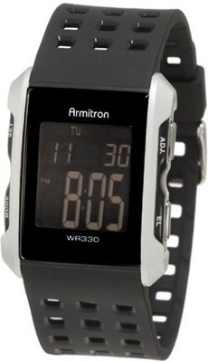 Armitron 408177SIL Silver-Tone and Black Chronograph Digital Sport