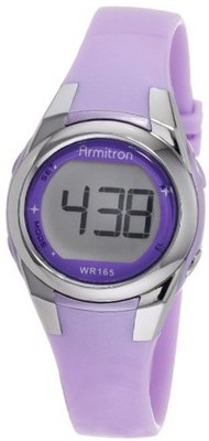 Armitron 45/7021PUR Silver-Tone and Purple Sparkle Digital Sport