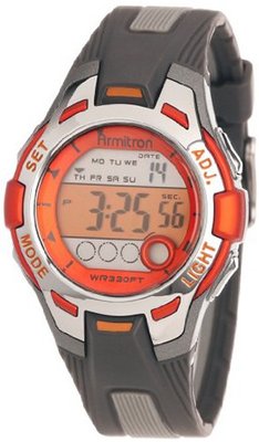 Armitron 45/7030ORG Sport Orange Accented Grey Resin Digital Chronograph